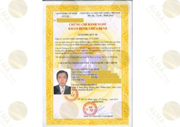 Ths Bs. Trình Ngô Bỉnh: Chứng chỉ hành nghề khám bệnh, chữa bệnh.