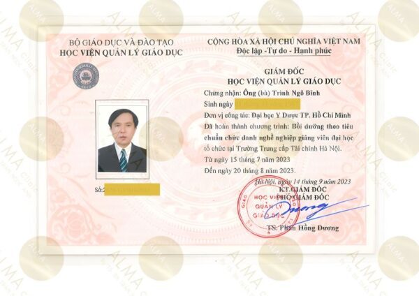 Ths Bs. Trình Ngô Bỉnh: Chứng chỉ bồi dưỡng đào tạo