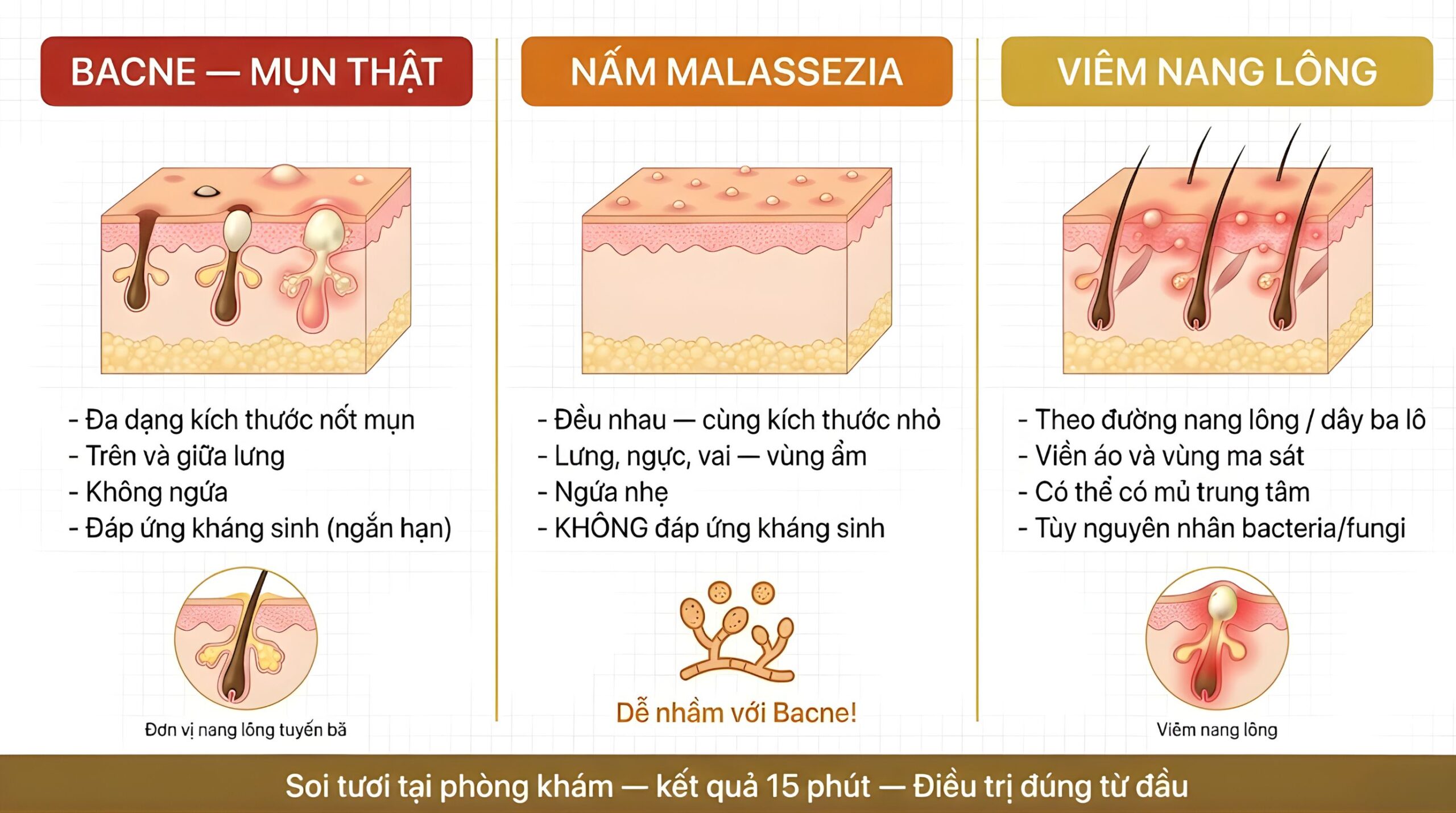 phan biet mun lung bacne fungal folliculitis alma scaled Phân biệt 3 loại mụn lưng ở người tập gym: Bacne C.acnes đa dạng kích thước, Fungal Acne Malassezia đều nhau ngứa nhẹ không đáp ứng kháng sinh, Folliculitis theo đường nang lông — phác đồ điều trị khác nhau