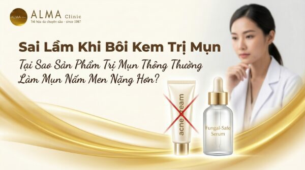 Banner cảnh báo sai lầm khi dùng sản phẩm trị mụn trứng cá cho mụn nấm men (Fungal Acne)