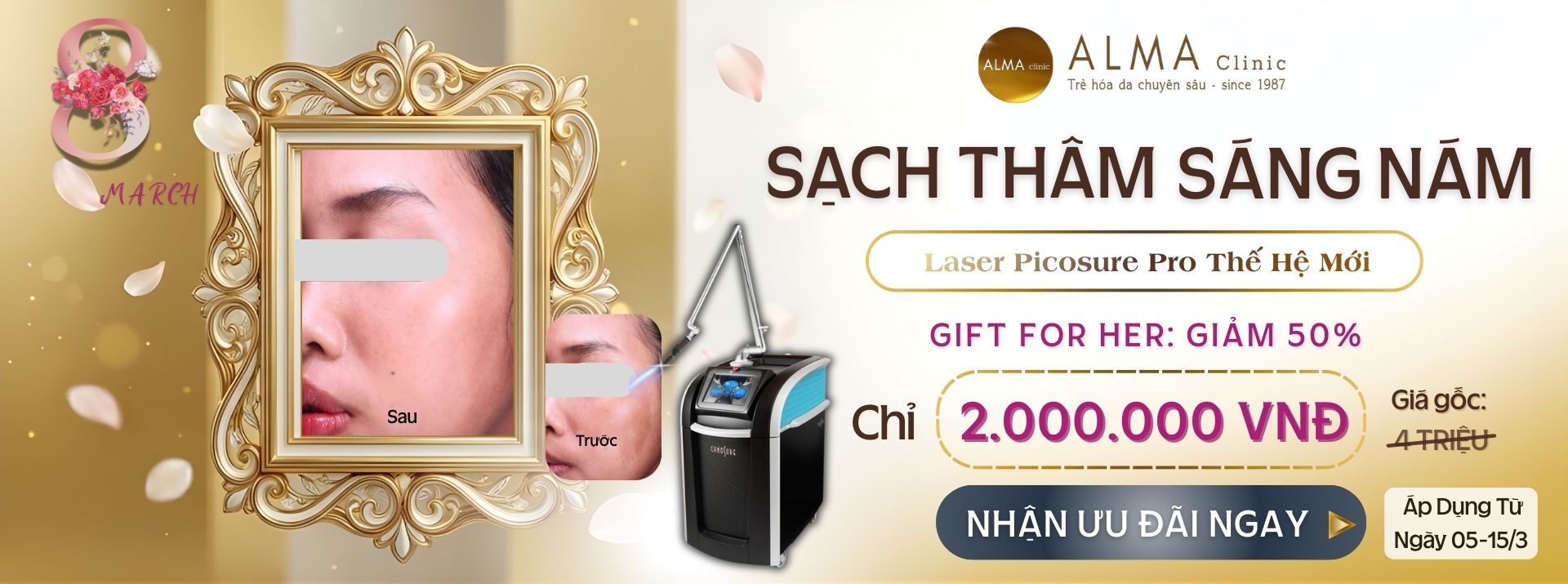 Phòng khám da liễu ALMA CLINIC Special deal 8 3 sach tham sang nam
