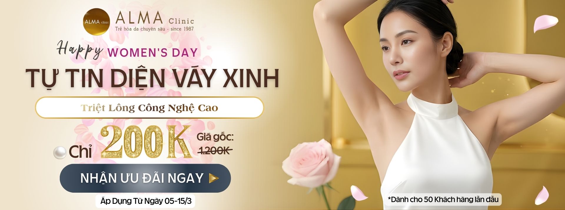Phòng khám da liễu ALMA CLINIC Special deal 8 3 triet long 200k 1