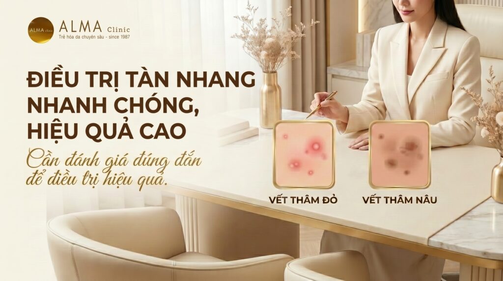 alma nan mun bi tham do tham nau Phân biệt thâm đỏ và thâm nâu sau nặn mụn