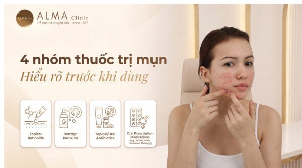 4 nhóm thuốc trị mụn thường được bác sĩ cân nhắc