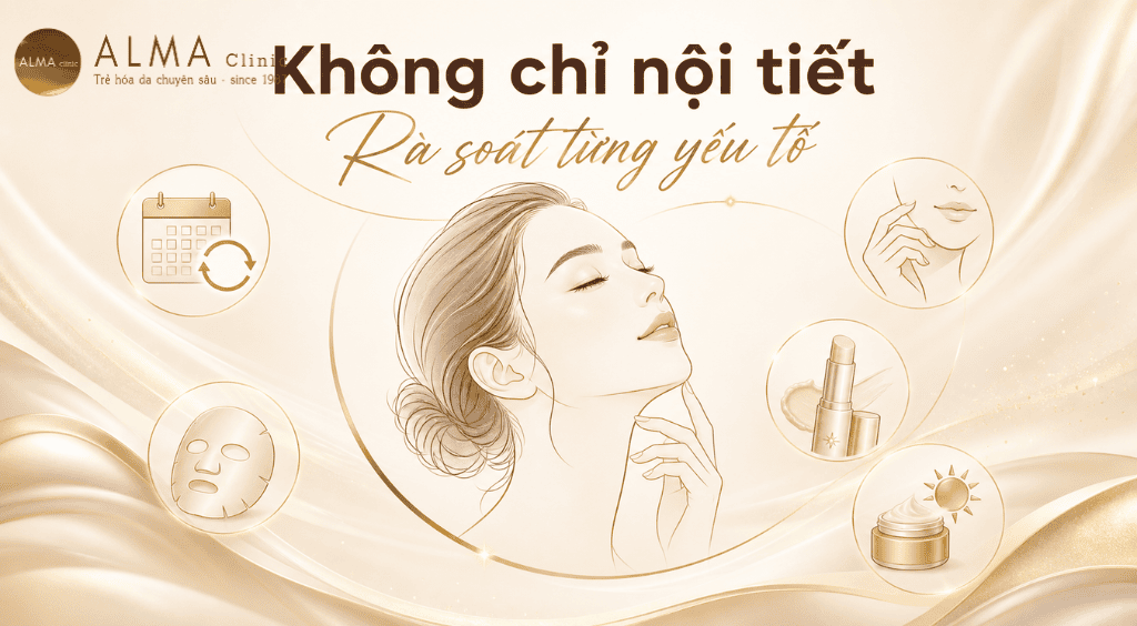 Các nguyên nhân thường gặp của mụn cằm gồm hormone, khẩu trang, chống cằm và sản phẩm bít tắc