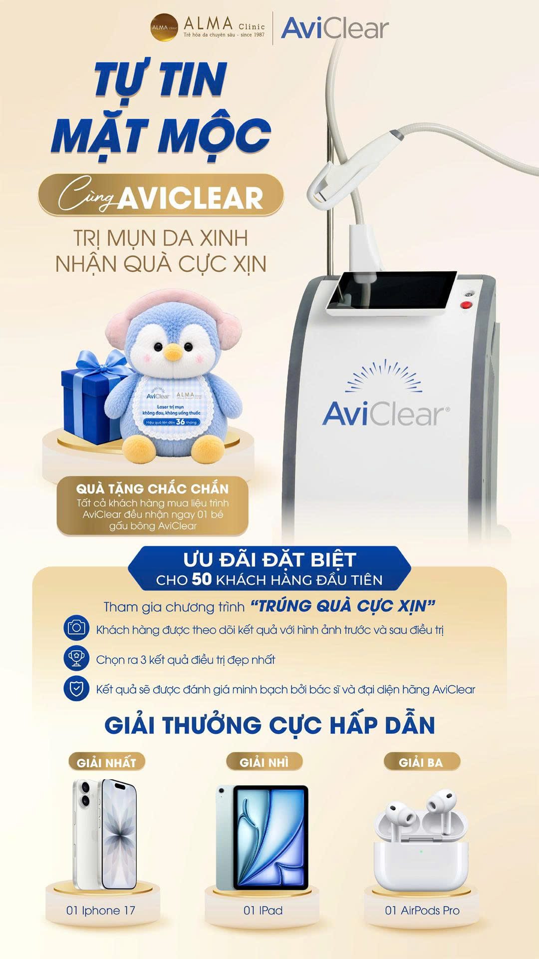 Ưu đãi AviClear tháng 7 cho 50 khách hàng đầu tiên tại Alma Clinic