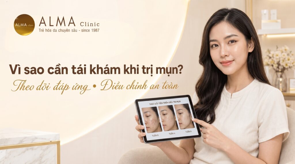 vi sao can tai kham khi tri mun Bác sĩ theo dõi đáp ứng da trong quá trình trị mụn